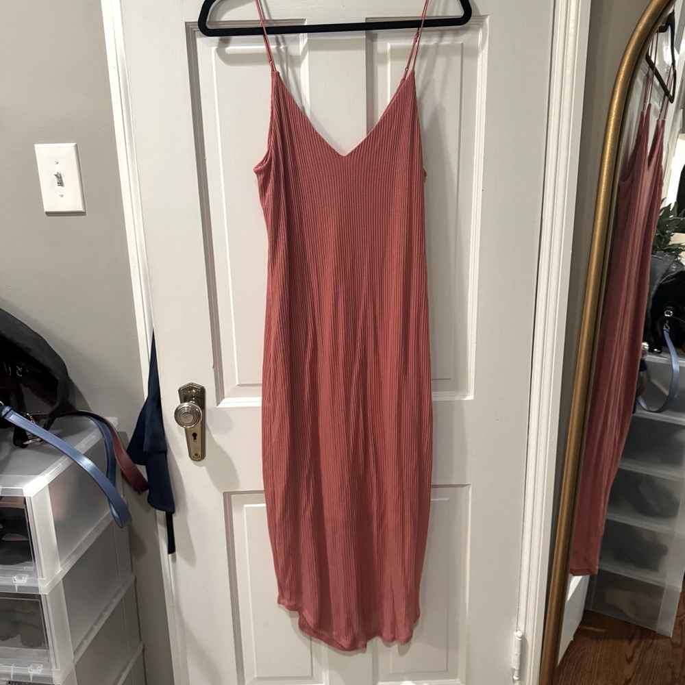 Burnt pink high low adjustable strap dress